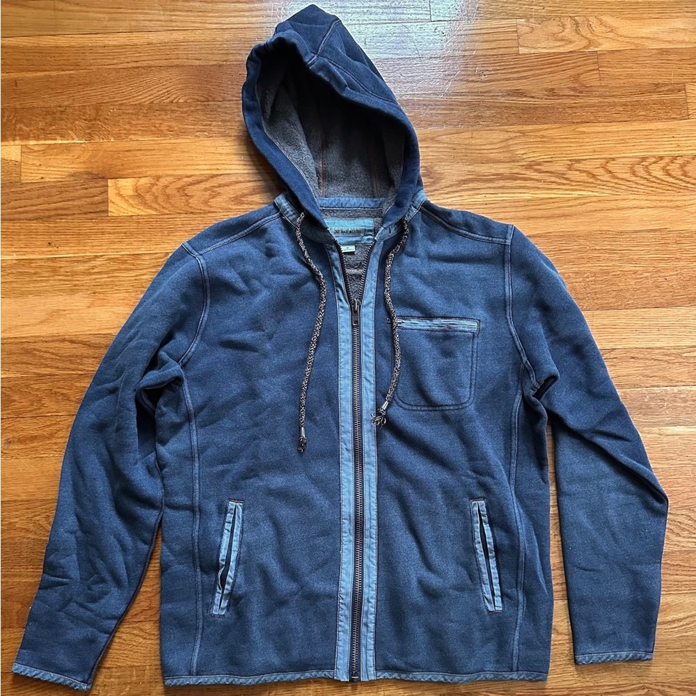 Men's Blue zip up Hoodie with pockets STEP INSIDE THIS HOUSE SHERPA LINED JACKET